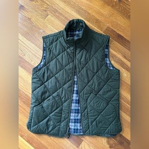 Jcrew mens medium hunter green quilted flannel lined vest size medium